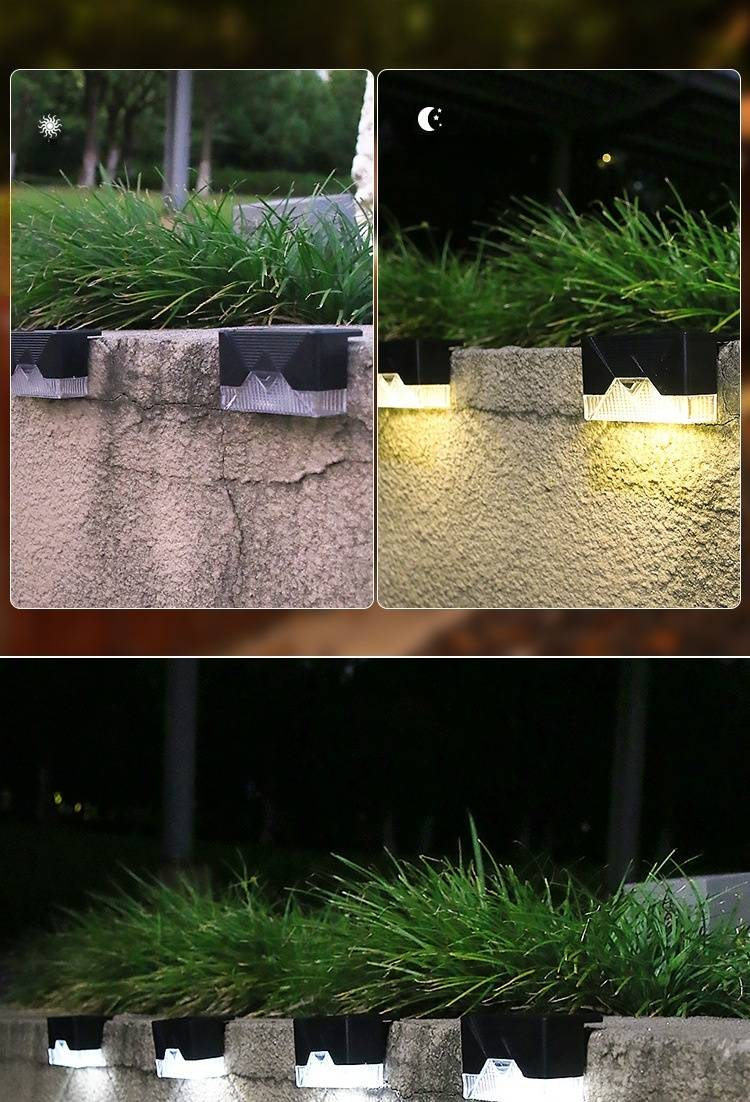 Luci solari per gradini, luci LED impermeabili per esterni, per giardino, recinzione, vialetto - Bianco caldo/Bianco freddo/Cambio colore_voghion.com