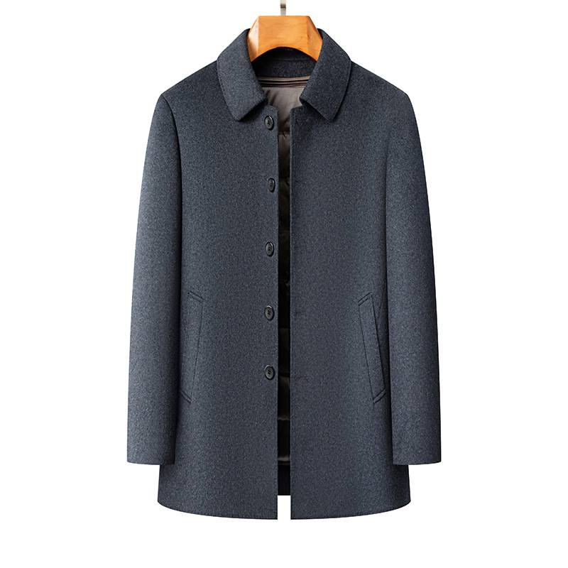 Men’s Detachable Down Liner Wool Blend Overcoat – Mid-Length Winter Coat With Removable Hood, Business Casual Trench Coat In Grey/Black/Navy_voghion.com