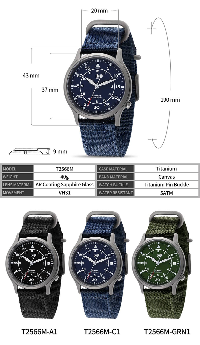 BERNY Titanium Watches For Men Unisex Military Sport Nylon Strap Luminous Analog Quartz Field Watch 5ATM Waterproof Army Tactical Casual Wristwatch_voghion.com