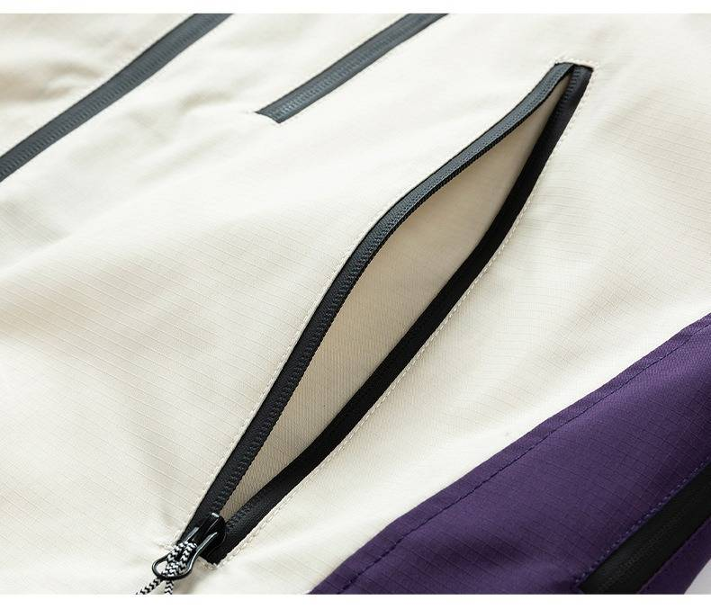 Giacca con cappuccio antivento impermeabile multitasche per uomo e donna - Cappotto casual leggero da esterno con tasche con cerniera_voghion.com