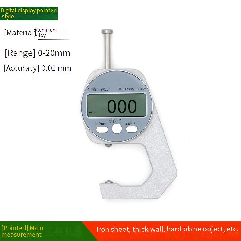 Digital Coating Thickness Gauge With High Precision, 0.01mm Accuracy, 0-10mm/0-20mm Range, Flat/Pointed Tip For Paint, Metal, And Pearl Measurement_voghion.com