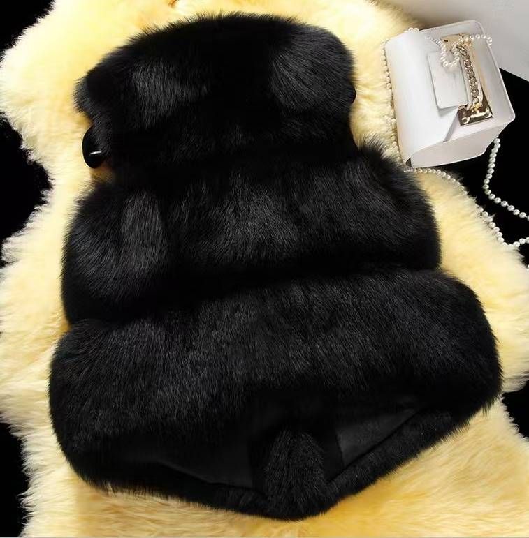 Gilet in pelliccia sintetica di volpe con finiture in procione e visone – Capo essenziale leggero da indossare a strati (11 colori, dalla S alla XXXL)_voghion.com