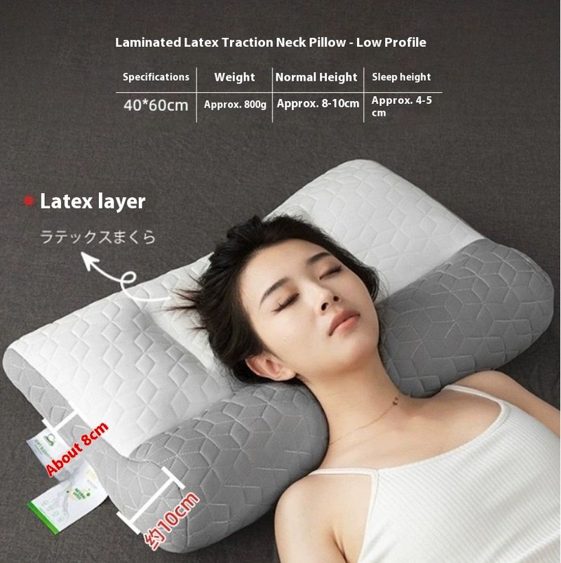 Cuscino ortopedico in memory foam per alleviare il dolore al collo - Cuscino con supporto in fibra di soia traspirante e lattice con altezza regolabile_voghion.com