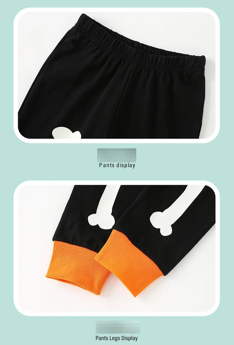 Pijama de Halloween para niños que brilla en la oscuridad: conjunto de dos piezas de manga larga y pantalón para niños y niñas (3-8 años)_voghion.com