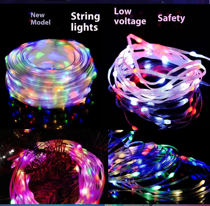 Guirnalda de luces LED RGB inteligentes: 5 V de bajo voltaje, control por Bluetooth y aplicación, 16 millones de colores, IP65 a prueba de agua, 10 LED/m, luces decorativas para interior y exterior._voghion.com