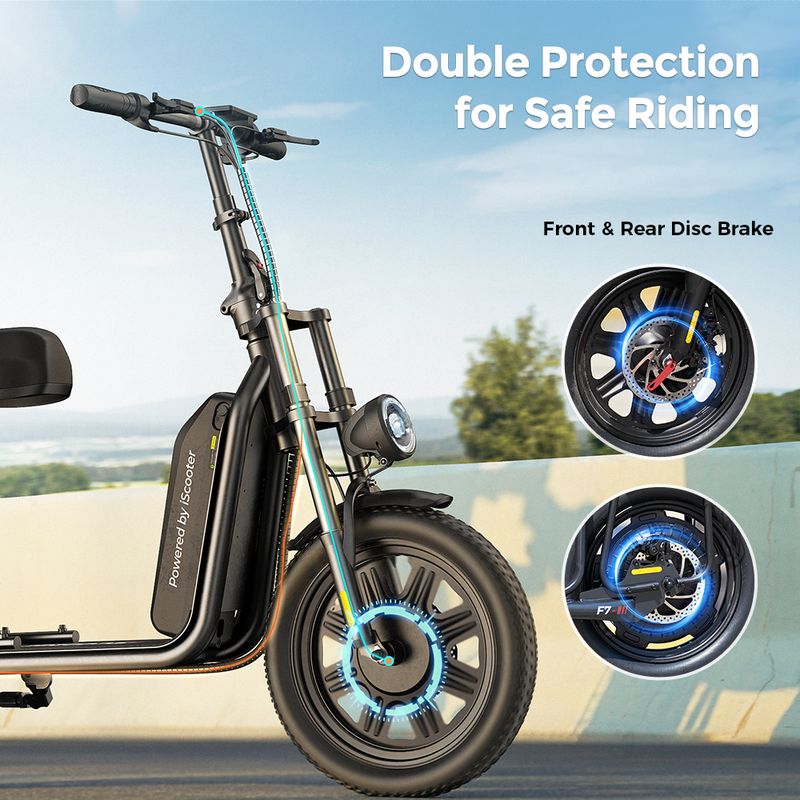 iScooter F7 48V 1000W E-Scooter 45 km/h 50 km Reichweite App-Steuerung 16" All-Terrain-Reifen Faltbarer Heckkorb Perfekter Einkaufshelfer_voghion.com