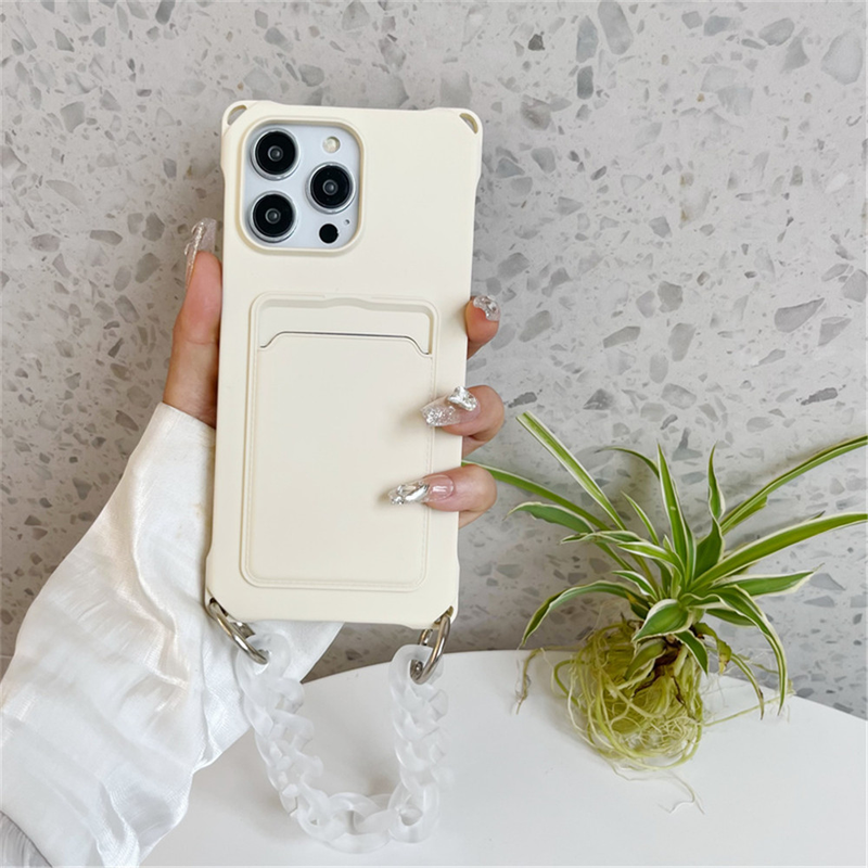 Bracelet Phone Chain Phone Case For iPhone 14 13 12 11 Pro Max 7 8 Plus X XR XS Card Slot Bag Holder Soft Silicone Cover_voghion.com