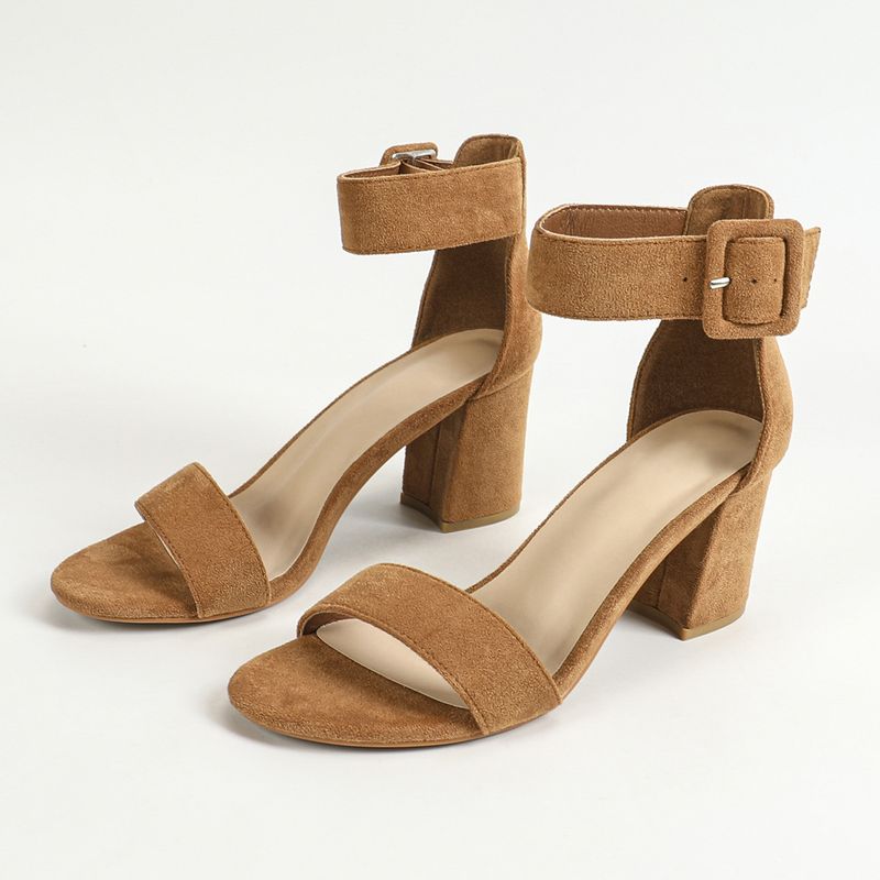 Round Toe Thick Heel Side Empty Heels_voghion.com