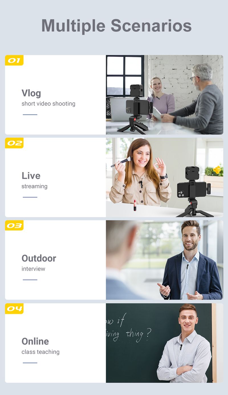 MAMEN Vlogging Kit Attrezzatura Treppiede per telefono con microfono lavalier wireless 2.4G per iPhone Android Smartphone Tablet_voghion.com