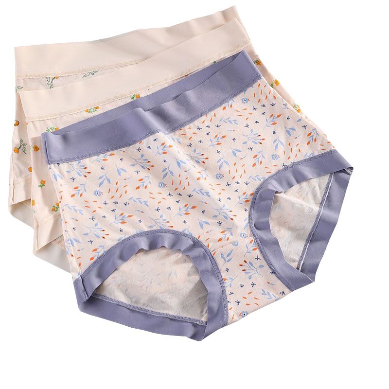 Sieviešu apakšveļa ar augstu jostasvietu, bezšuvju, elastīga, mīksta, elpojoša, ērta, ar ziedu rakstu, pilnībā pārklājošas dāmu biksītes._voghion.com