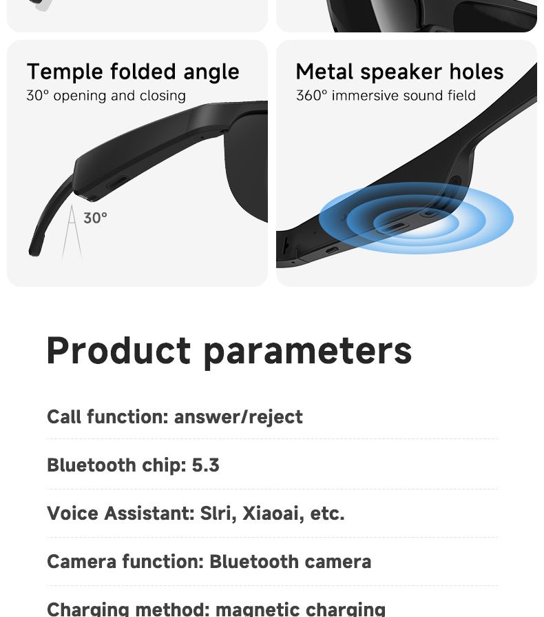G02 TWS Kabellose Bluetooth-Smart-Brille, schwarze Technologie, offene Sonnenbrillen-Ohrhörer ohne Ohr_voghion.com