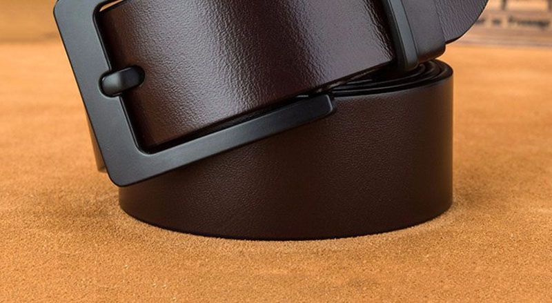 VARME menns toppkvalitets nye design massivt kuskinn menn ku ekte skinn kuskinn svart nålespenne metallbelter jeans_voghion.com