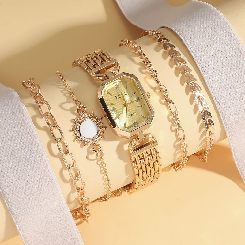 XSVO Luxurious Texture Square Dial With Exquisite Multi-style Bracelet Combination Set 5pcs/set_voghion.com