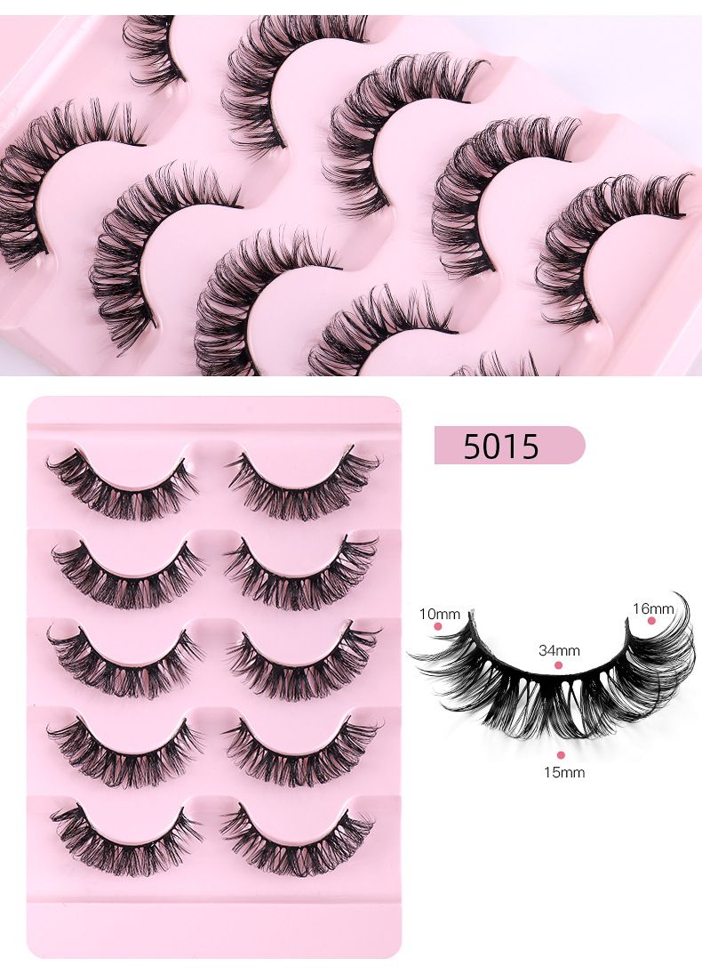 Hot-Selling 5-Pair Set Russian Curl D-Curve False Natural Dense Fluffy Curled Eyelashes_voghion.com