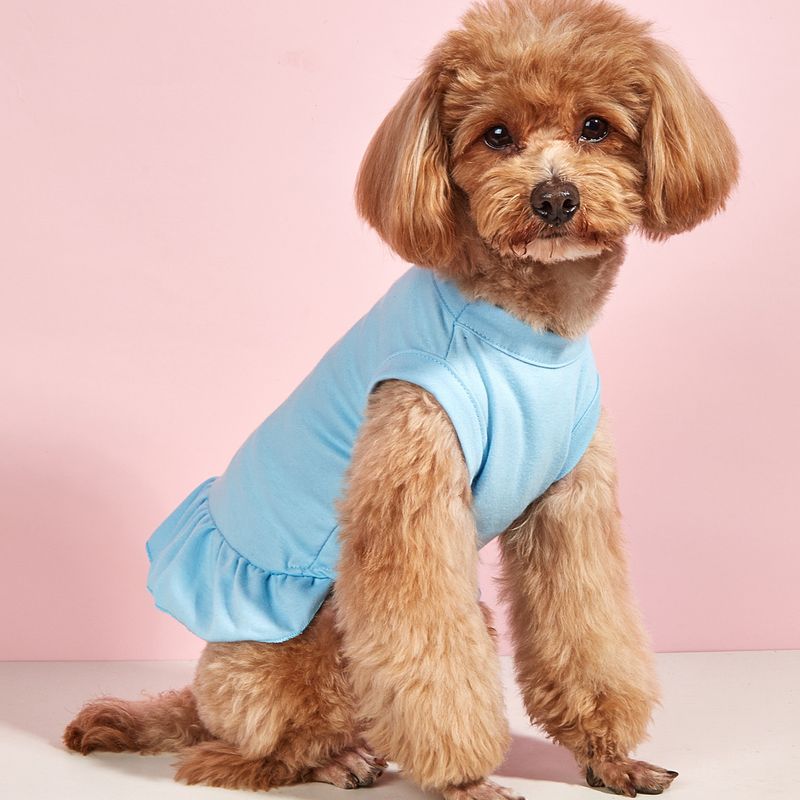 2025 Teddy Cat Dog Mini Sleeveless Solid Color Pet Puppy Dress Breathable Summer Outfit_voghion.com