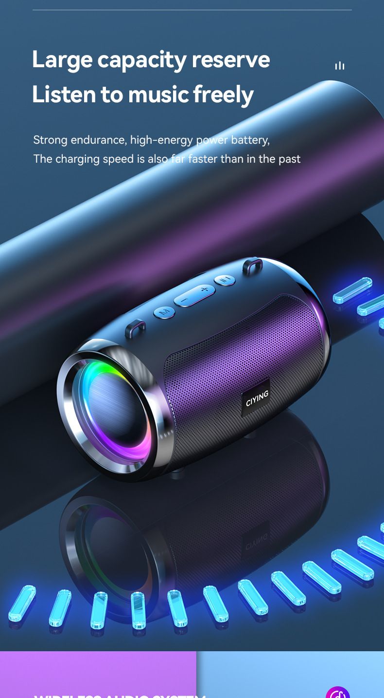 Tragbarer Hi-Fi-Bluetooth-Lautsprecher mit Geräuschunterdrückung, für den Außenbereich, für Zuhause, Desktop-Subwoofer, Mini-Lautsprecher, unterstützt Karteneinfügung, RGB_voghion.com