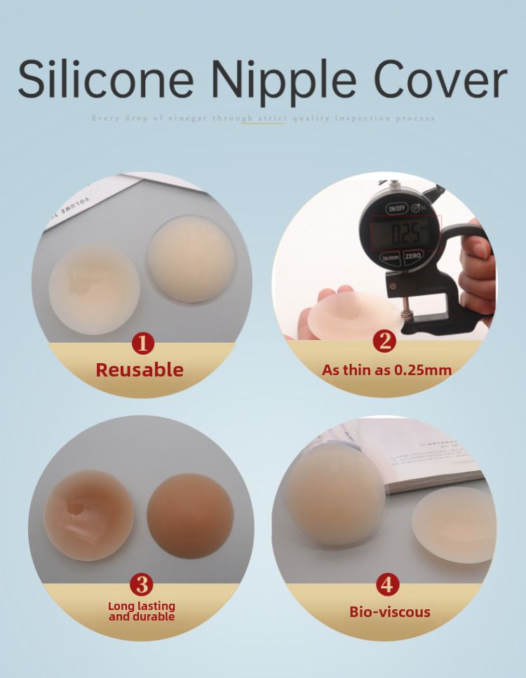 Adesivo in emulsione di silicone solido Adesivo per capezzoli in silicone antiurto Adesivo per il petto invisibile traspirante estivo ultrasottile impermeabile per il nuoto_voghion.com