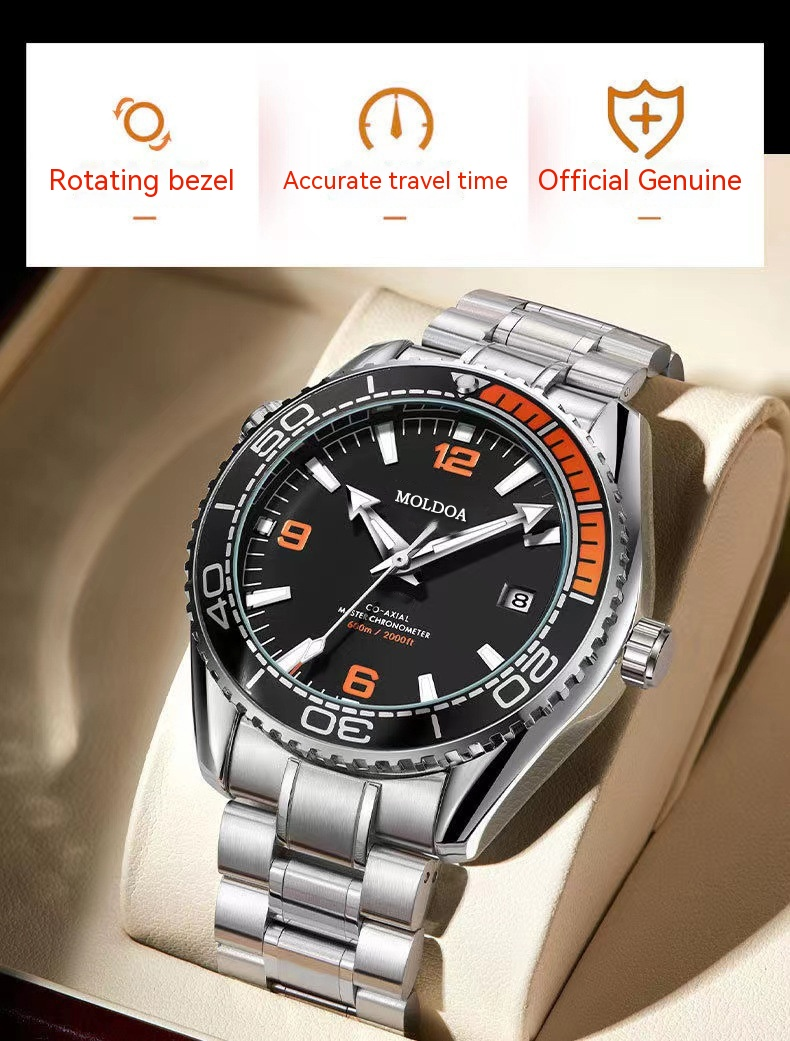 Nyt bedst sælgende ur med fuldautomatisk hulbevægelse, lysende kalender til mænd, dobbeltsidet sommerfuglespænde, vandtæt_voghion.com