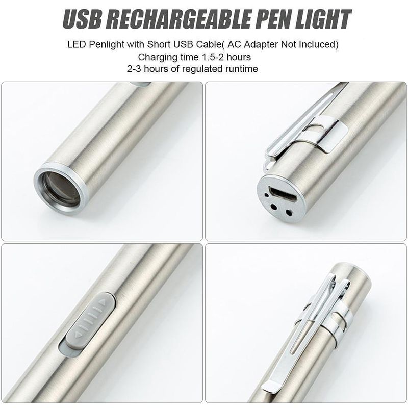 1 kpl USB-ladattava taskulamppu taskulamppu mini-LED-taskulamppu lääketieteellinen retkipyörän taskulamppu_voghion.com
