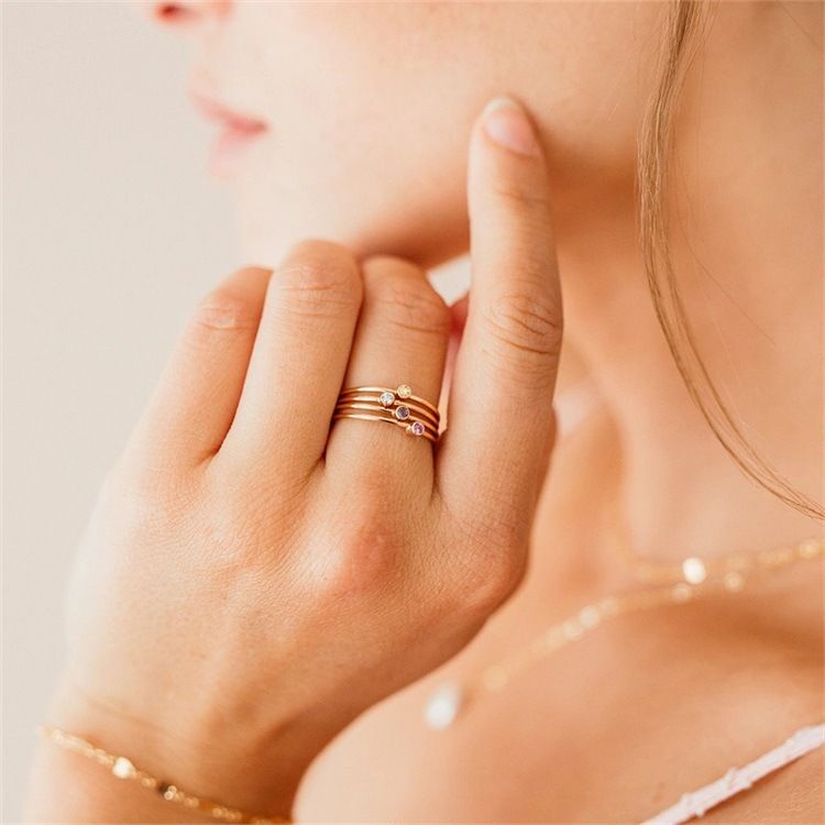 Bague en acier inoxydable pour femme, bijou simple, rond, diamant, coupe, niche, diamant, zircon_voghion.com