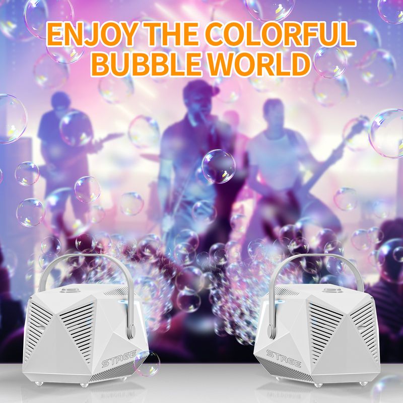 Stage Bubble Machine With LED Lights High Capacity Electric Bubble Blower For Parties Weddings Kids Play_voghion.com