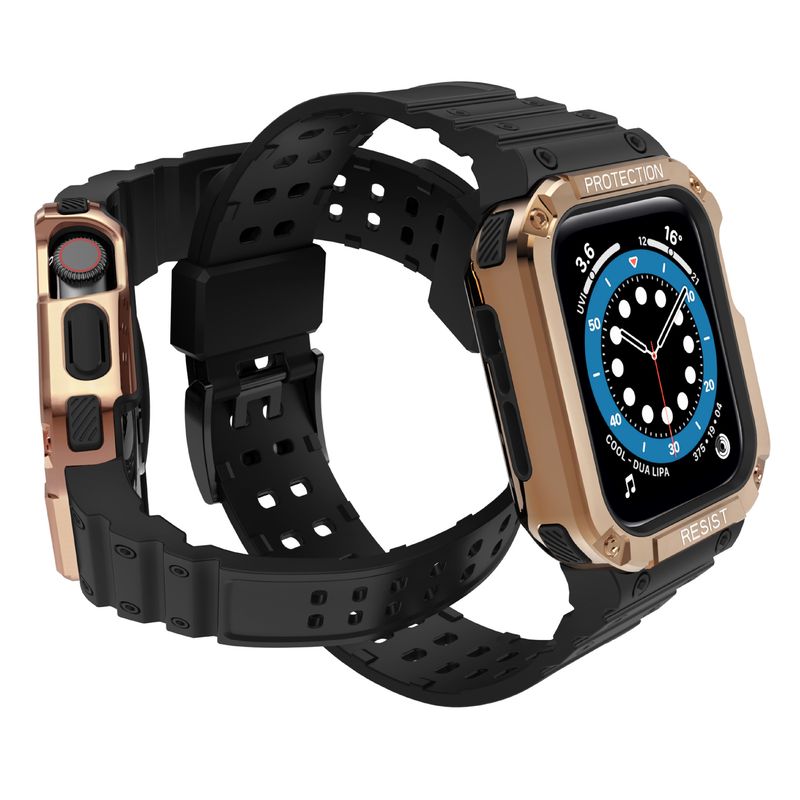 Suitable for Apple Watch integrated strap iwatch contrast color silicone strap wholesale TPU + PC shell_voghion.com