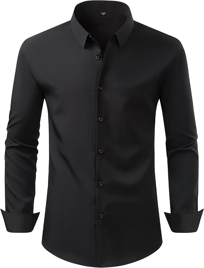 Cross-border Stretch Shirt Heren Business Dress Strijkvrij Slim Zijdezacht Hanger Anti-rimpel Shirt Populaire Herenkleding_voghion.com