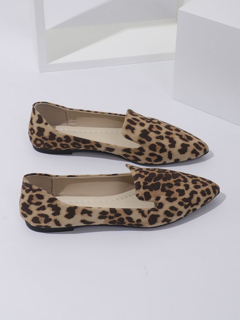 Flache Absätze, spitze Schuhe mit flacher Sohle, 2024 neue große Leopardenmuster, flacher Mund, Wildleder, lässiger Einzelschuh_voghion.com