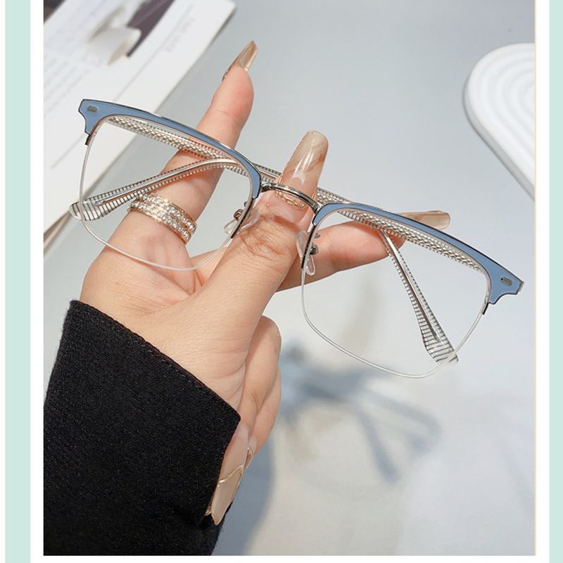 New Style Snake Eyebrow Line Half-Frame Men Trendy Cool Photochromic Myopia Anti-Blue Light Anti-Radiation Glasses For_voghion.com