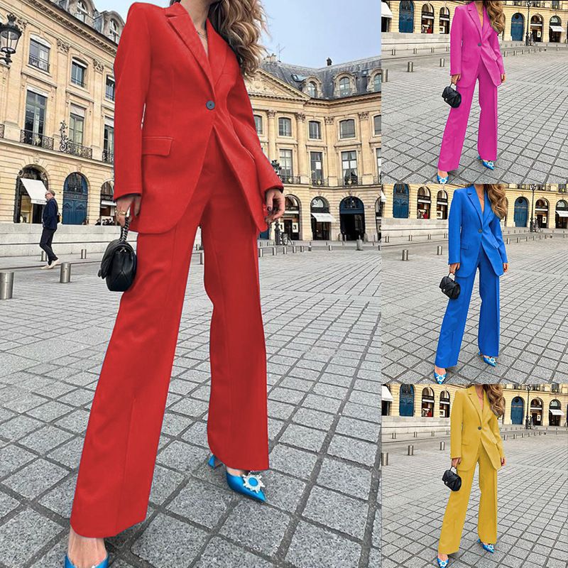 Cappotto a maniche lunghe con pantaloni lunghi, moda autunnale, set da donna 2024, casual, 2 pezzi, abiti primaverili e autunnali, capispalla_voghion.com