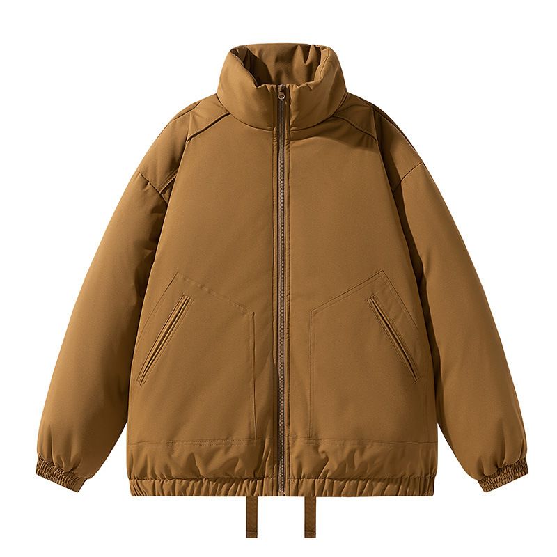 2025 Basic Stehkragenjacke für Herren Winter verdickt warm lose einfarbig lässig Baumwollmantel_voghion.com