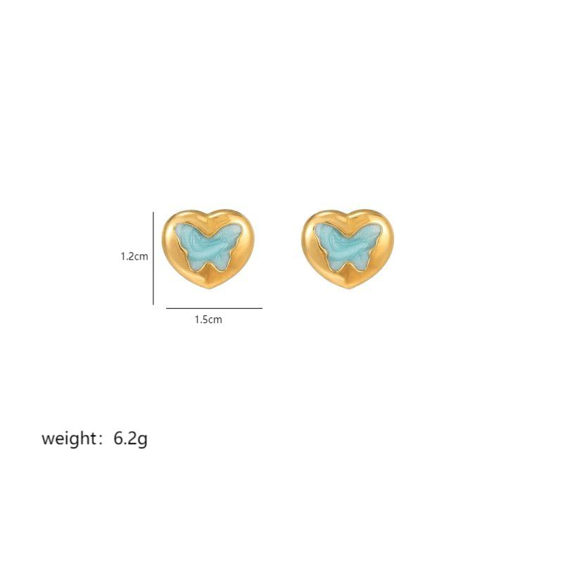 Orecchini da sole con zirconi intarsiati a forma di farfalla in acciaio inossidabile placcato oro, versatili, di nuova moda_voghion.com