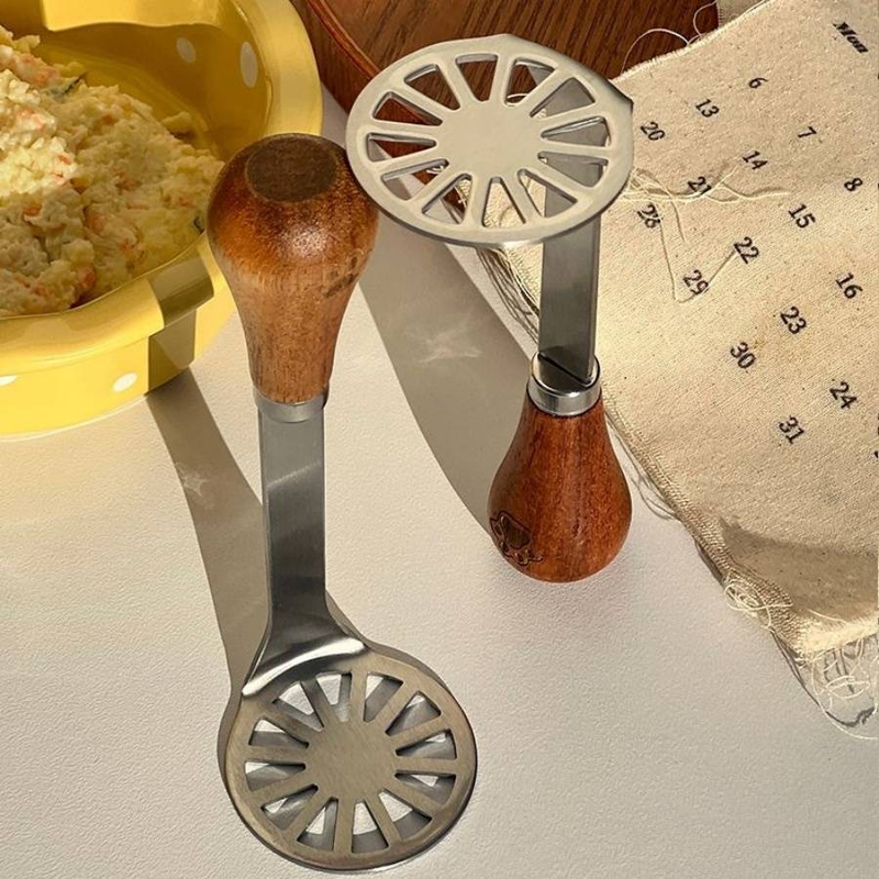 1 stück Mini kartoffelstampfer edelstahl holzgriff butter käse spatel obststampfer_voghion.com