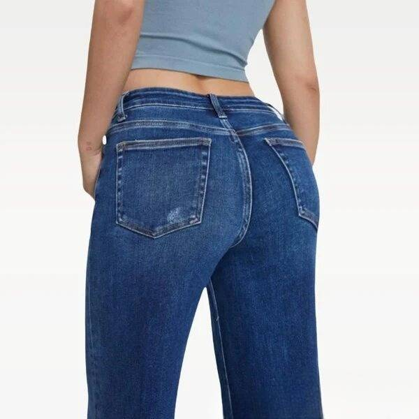 Vêtements pour femmes Printemps Nouveau Pantalon large et étroit Taille haute Rehaussement des hanches Jeans amples droits pour femmes_voghion.com