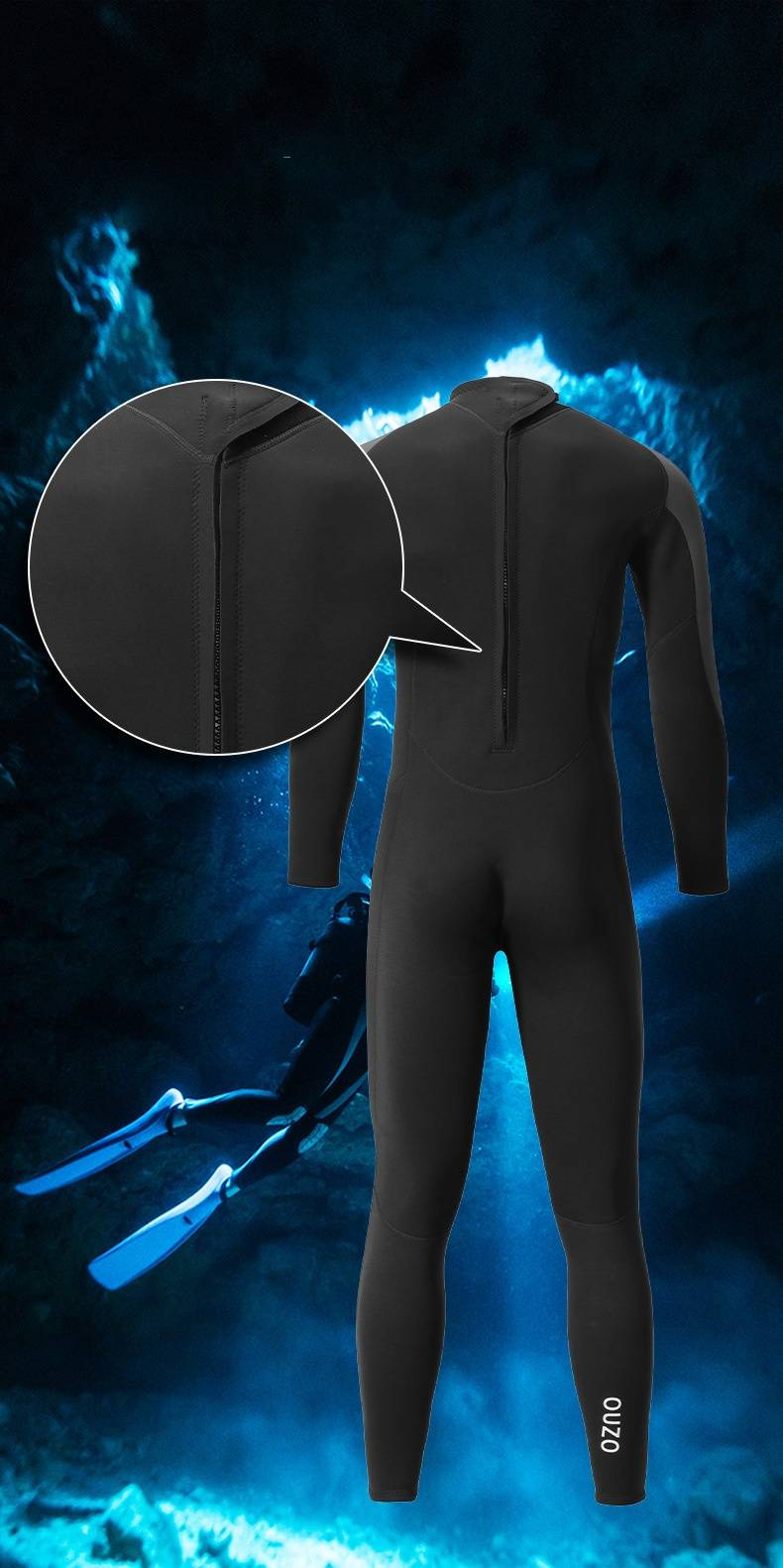 1,5-mm-Tauchanzug für Herren, langärmeliger einteiliger Tauchanzug für Herren, warmer und kältebeständiger Sommerbadeanzug, Surfanzug, Quallenanzug_voghion.com