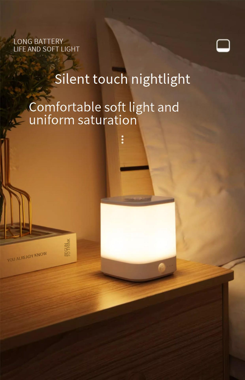 Luce notturna ricaricabile per camera da letto - LED portatile e dimmerabile per la cura degli occhi con 3 modalità colore (ricarica USB con controllo touch)_voghion.com