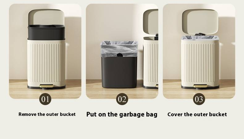 Stainless Steel Step Trash Can With Lid – 12L/13L Square Design, Foot Pedal, Odor-Proof, Modern Colors For Kitchen, Bathroom & Office_voghion.com