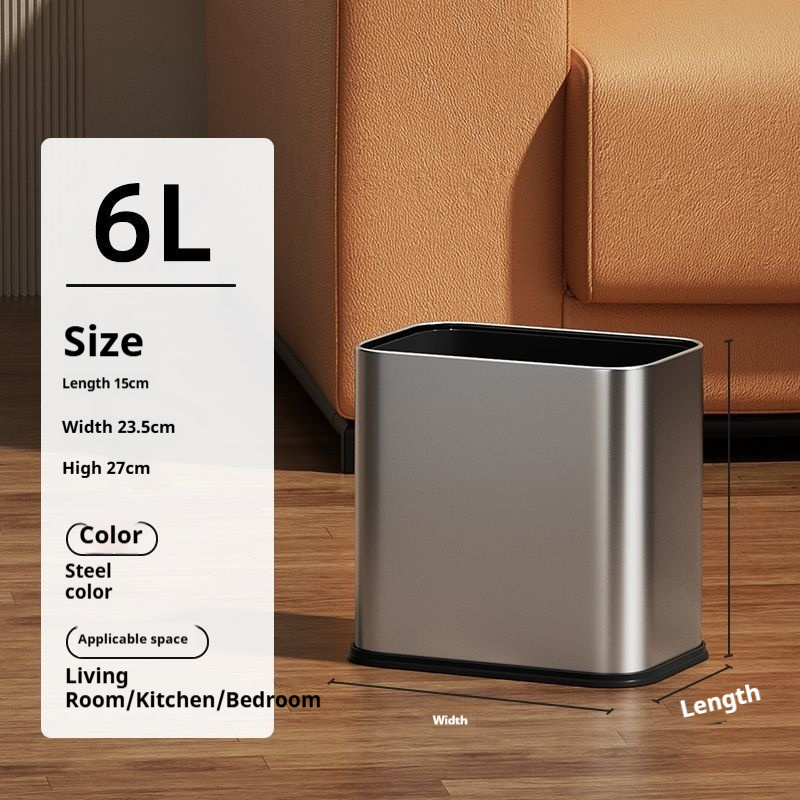 Cestino quadrato in acciaio inossidabile – Capacità 12+ litri per casa e ufficio (resistente agli odori, struttura robusta)_voghion.com