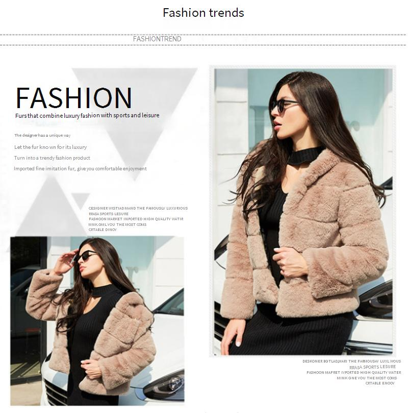 Women’s Hooded Faux Rabbit Fur Coat – Elegant Long-Sleeve Outerwear With Contrast Panels (White/Khaki/Grey/Black/Burgundy/Coffee/Beige)_voghion.com