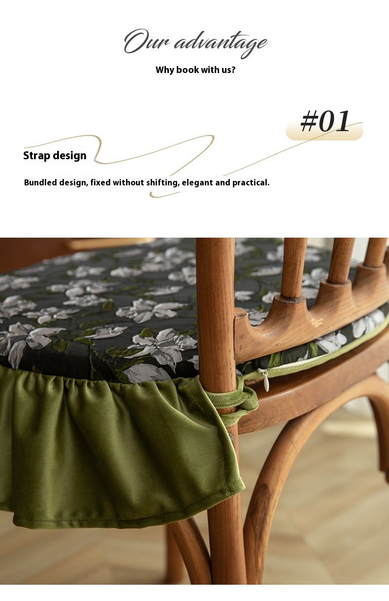Modern Geometric Chair Cushion With Ties – Non-Slip Polyester Seat Cover, Hard Cotton Filled For Dining & Office Chairs_voghion.com