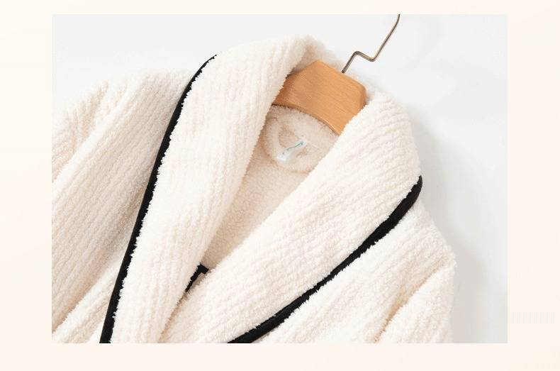 Unisex Plush Coral Fleece Bathrobe With Matching Pants - Ultra Soft & Warm Winter Sleepwear Set For Women & Men_voghion.com