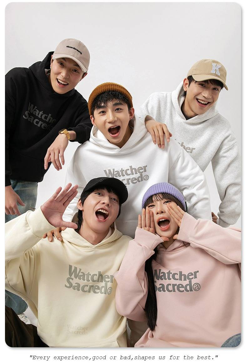 Sweat à capuche tendance à imprimé lettre floquée pour hommes et femmes – Pull unisexe surdimensionné avec poche avant (plusieurs couleurs)_voghion.com