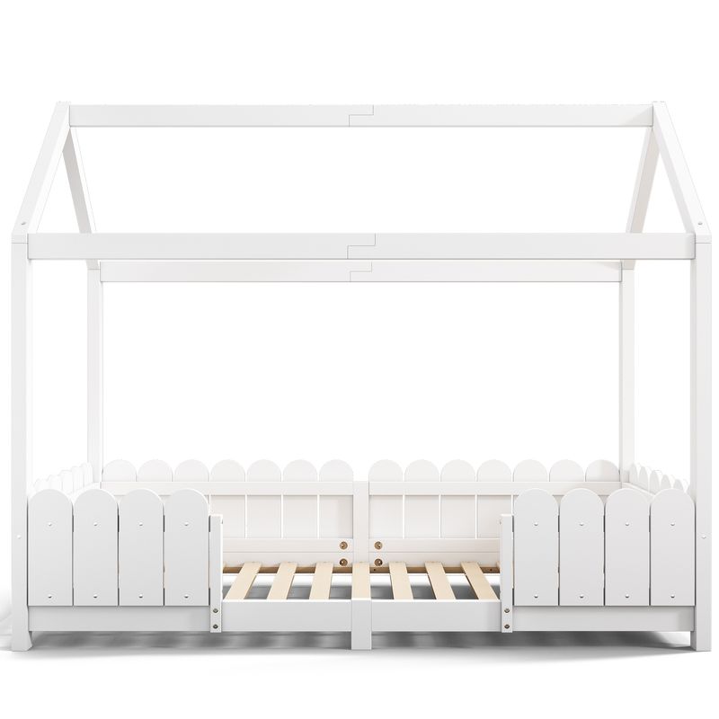 Hausbett 90x200cm, Holz-Kinderbett Mit Rausfallschutz, Bianco_voghion.com