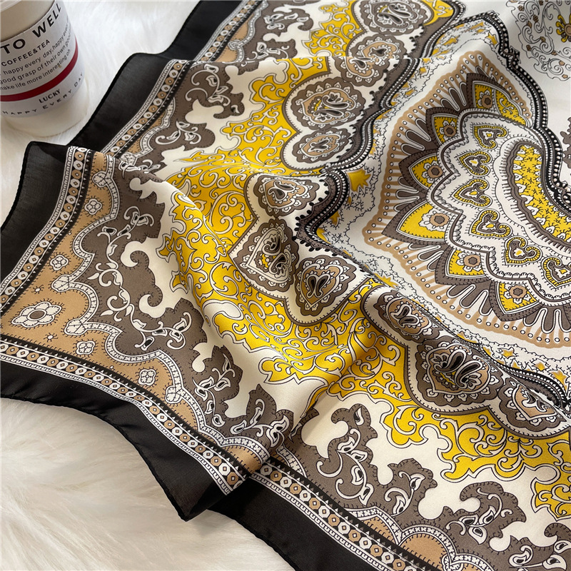 Pañuelo cuadrado pequeño occidentalizado, pañuelo de seda, pañuelo de seda de imitación para mujer, chal estampado, pañuelo de protección solar, diadema,_voghion.com