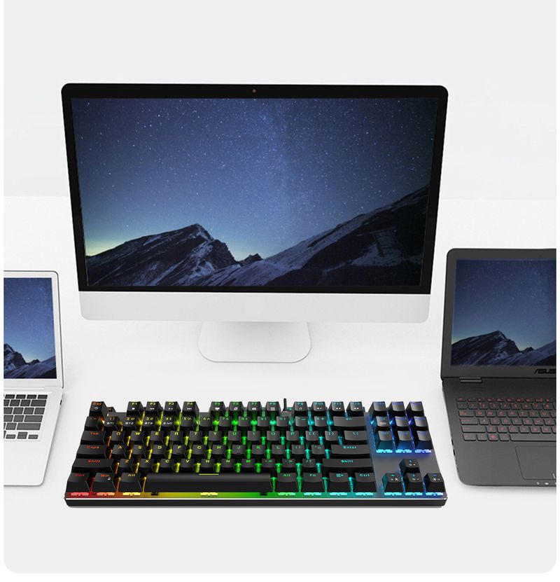 Mitu 87-key Bluetooth Mechanical Keyboard Wired Wireless Bluetooth 2.4G Three-mode Phablet MCA Green Tea Red Axis_voghion.com