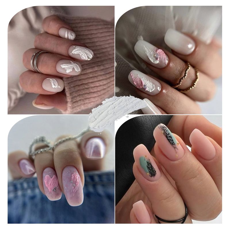 Japanese No-Wash Nail Art Gypsum 3D Relief Painting Sand Texture Black And White Micro Carving Glue_voghion.com