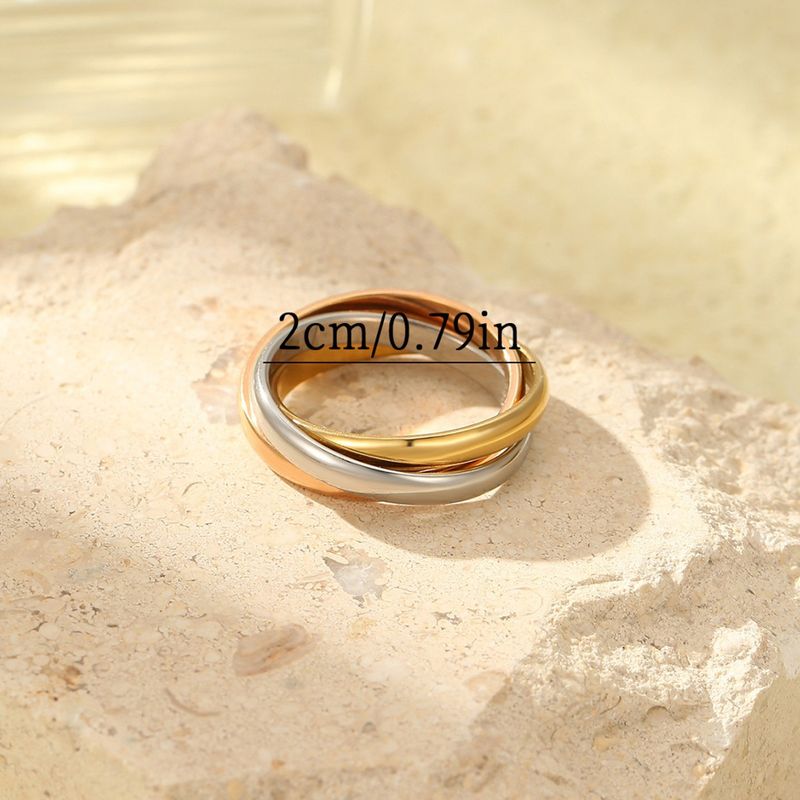 Anello da donna in acciaio inossidabile color oro vero, semplice, alla moda, di alta qualità, personalizzato ogni giorno._voghion.com
