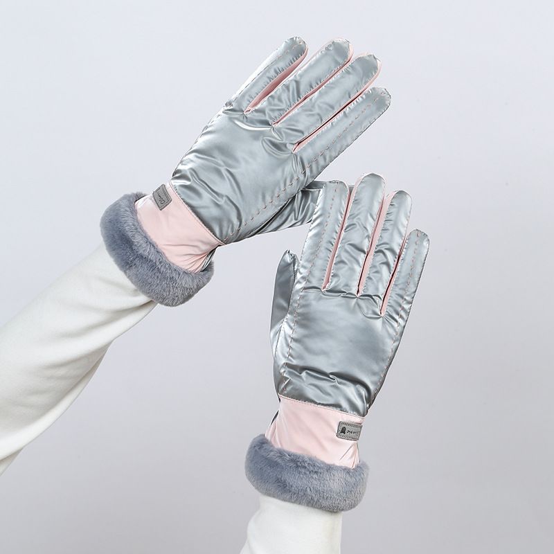 Women's Winter Gloves Cute Touchscreen Fleece Lined Thickened Five-Finger Student Cycling Warm Skiing Windproof_voghion.com