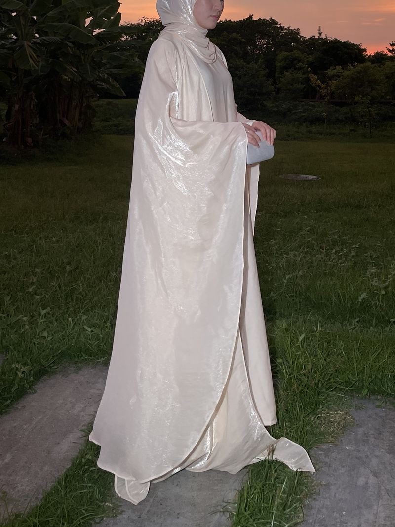 Women's Clothing Women's Muslim Suit Robe Abaya Solid Color Two Piece Ladies Dress_voghion.com