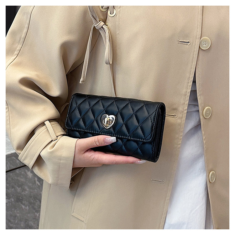 Kleine duftende Wind mittellange Lingge Love Lock Buckle Zero Wallet Damentasche_voghion.com